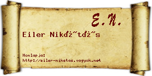 Eiler Nikétás névjegykártya